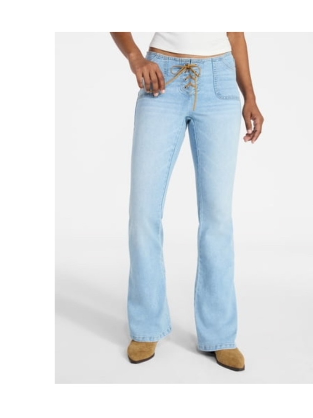 No Boundaries Light Blue Lace-Up Flare Jeans